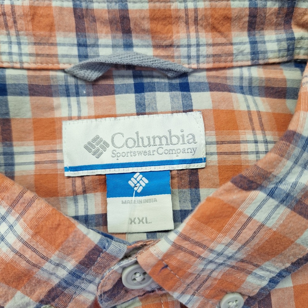 Columbia Out and Back II Long Sleeve Shirt Orange Blue Plaid Mens XXL AM8022-877 - Picture 2 of 10